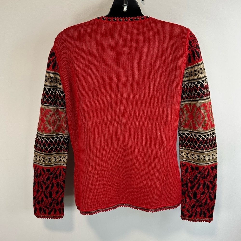 Peruvian Imports 100% Baby Alpaca Wool Red Button Front Sweater - S - Picture 7 of 7